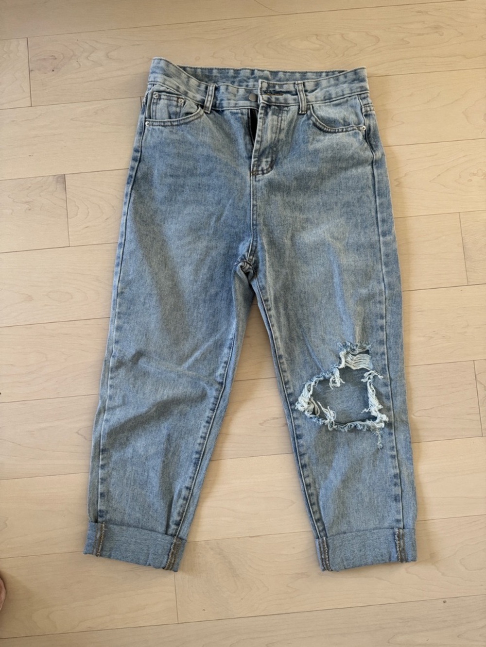 Light Wash Distressed Boyfriend Jeans